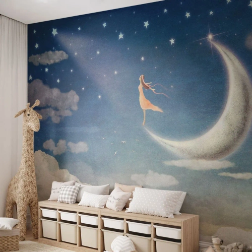 Fototapete Standard Eco - Blauer Freier - Abstraktion, Für Kinder, Mond - 200x140 cm