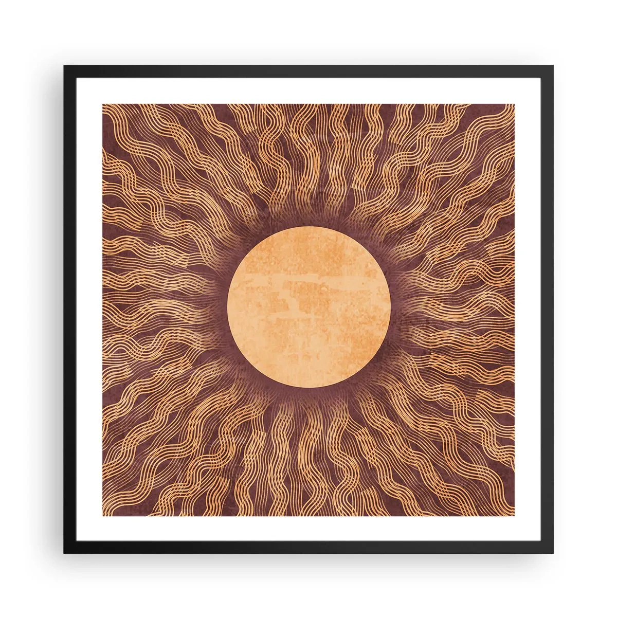 Poster in einem schwarzem Rahmen - Sonnensymbol - 60x60 cm