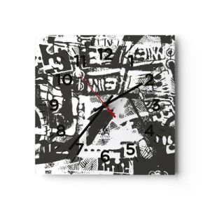 Wanduhr - Glasuhr - Ordnung oder Chaos? - 40x40 cm