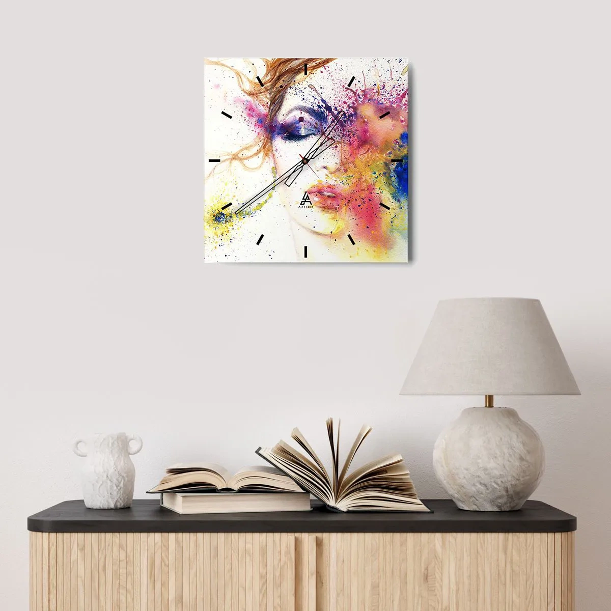 Wanduhr - Glasuhr - Regenbogenschwindel - 30x30 cm