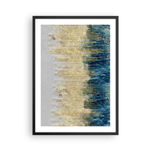 Poster in einem schwarzem Rahmen - Eine abstrakte Komposition, inspiriert von einem goldenen Strand und dem Ozean. - 50x70cm - Vergoldete Grenze - Moderne Wanddekoration für Wohnzimmer und Schlafzimmer ARTTOR