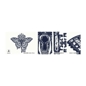 Fototapeten Muster Selbstklebend Deluxe Sticker - Alle Geheimnisse des Herzens - Abstraktion, Schmetterling, Schlüssel - 100x30 cm