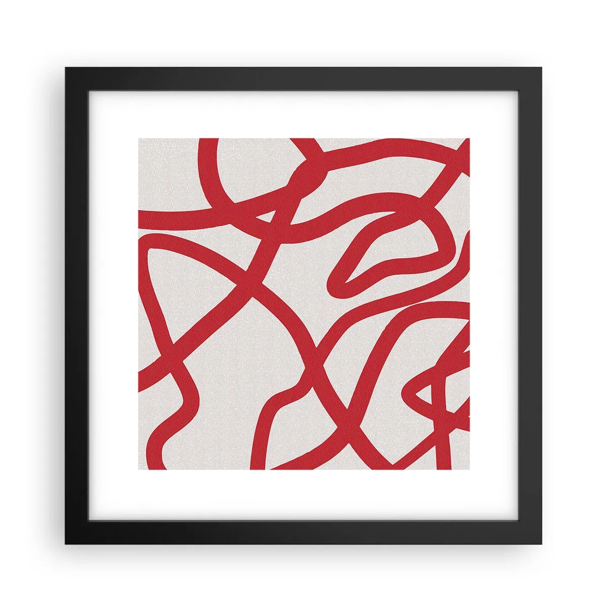 Poster in einem schwarzem Rahmen - Rot auf Weiß - 30x30 cm