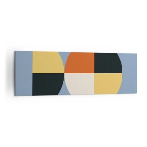 Bild auf Leinwand - Leinwandbild - Geometrische Kreise auf blauem Hintergrund - 160x50cm - Beobachte und zähle - Moderne Wanddekoration für Wohnzimmer und Schlafzimmer ARTTOR