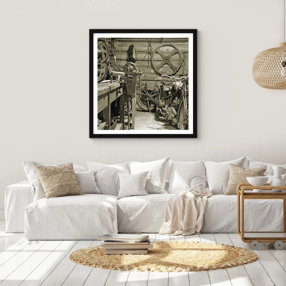 Poster in einem schwarzem Rahmen - Im Schuppen von Onkel Władek - 30x30 cm