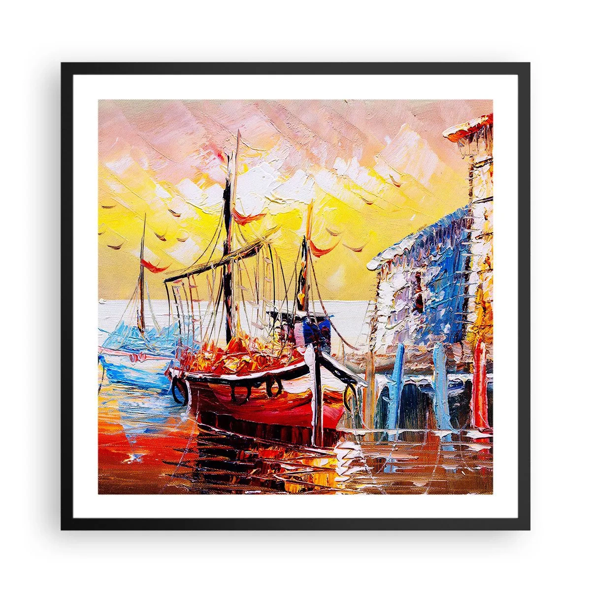 Poster in einem schwarzem Rahmen - Glückliche Rückkehr - 60x60 cm