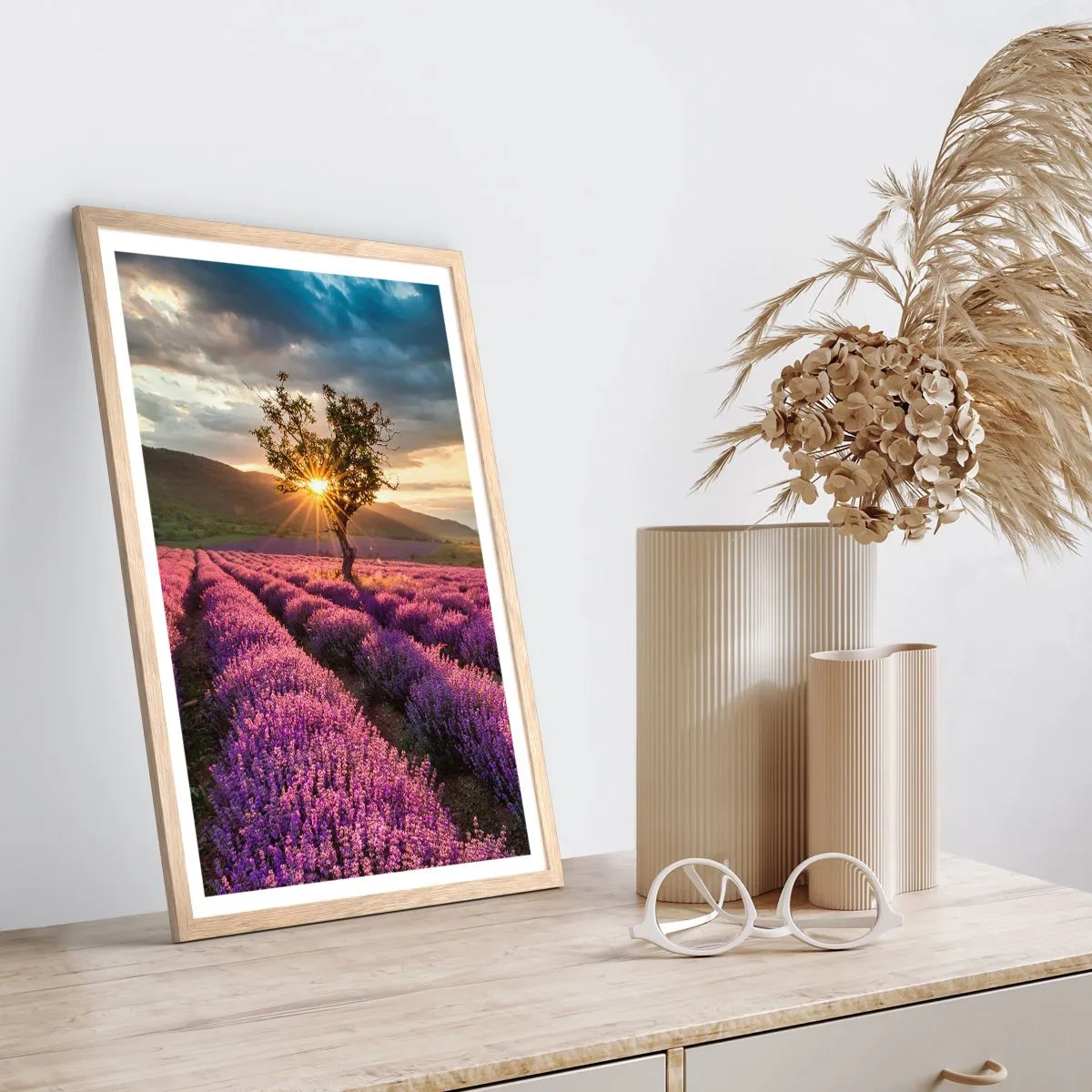 Poster in einem Rahmen aus heller Eiche - Fliederfarbenes Aroma - 30x40 cm