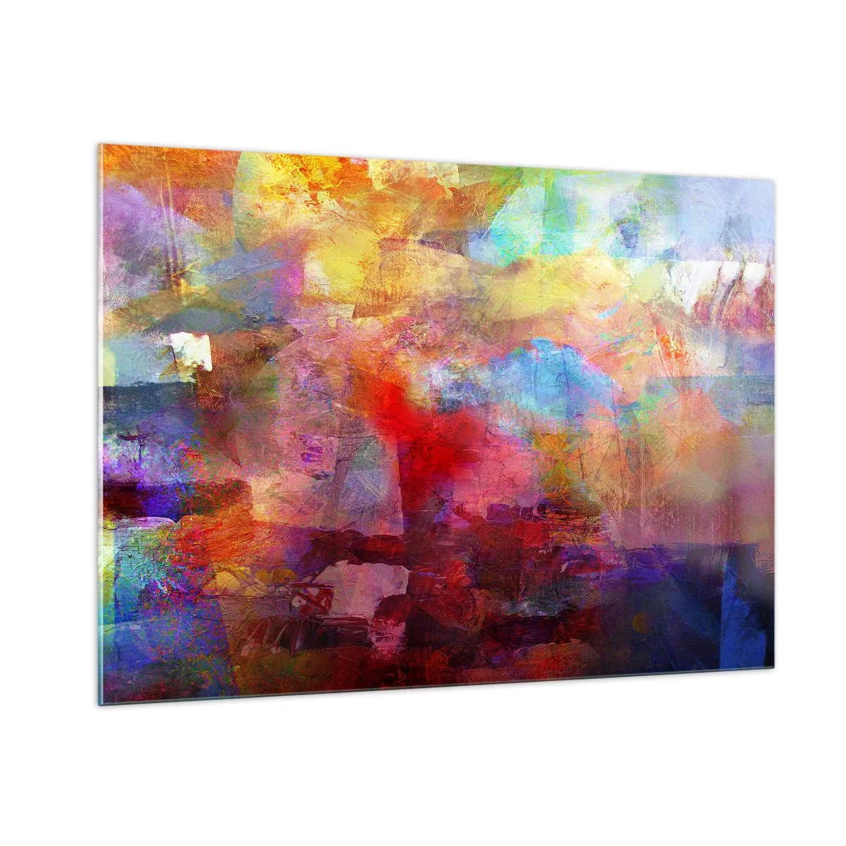 Glasbild - Bild auf glas - Bunte Abstraktion in intensiven Farbtönen - 100x70cm - Schau in den Regenbogen - Moderne Wanddekoration für Wohnzimmer und Schlafzimmer ARTTOR