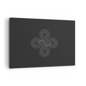 Bild auf Leinwand - Leinwandbild - Keltisches Muster im minimalistischen Stil auf schwarzem Hintergrund - 100x70cm - Im keltischen Geist - Moderne Wanddekoration für Wohnzimmer und Schlafzimmer ARTTOR
