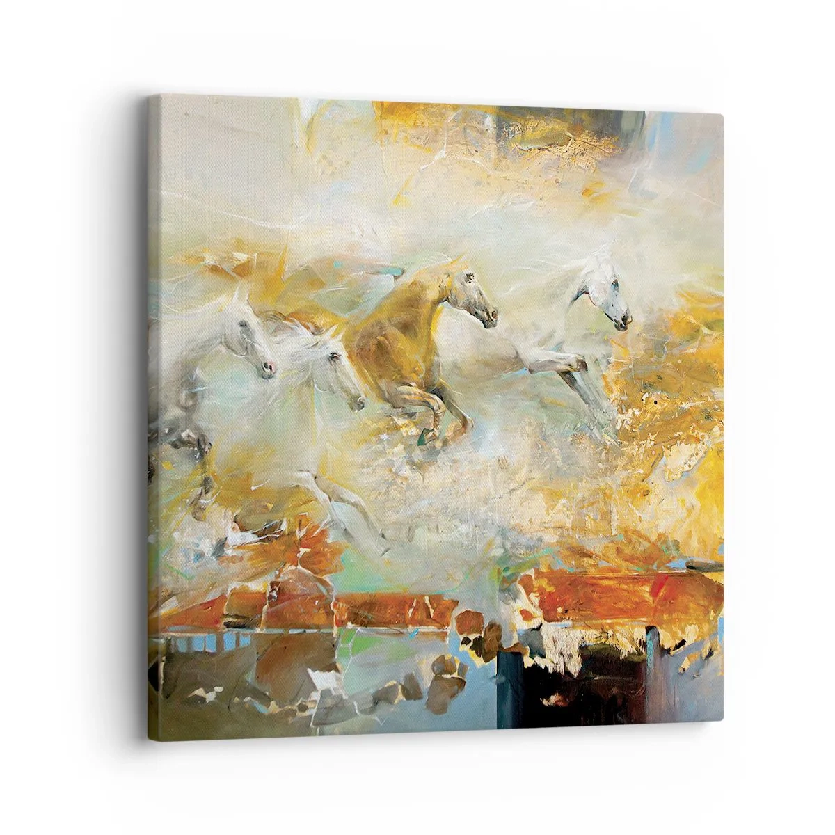 Bild auf Leinwand - Leinwandbild - Im Galopp durch das Licht - 30x30 cm
