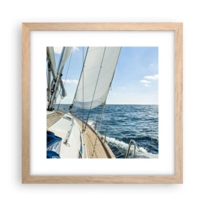 Poster in einem Rahmen aus heller Eiche - Ahoi, Abenteuer - 30x30 cm