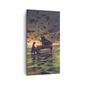 Bild auf Leinwand - Leinwandbild - Konzert für Klavier und Wellen - 45x80 cm