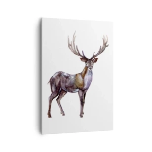 Bild auf Leinwand - Leinwandbild - Aquarell-Illustration eines Hirsches mit majestätischem Geweih - 70x100cm - König des nördlichen Waldes - Moderne Wanddekoration für Wohnzimmer und Schlafzimmer ARTTOR