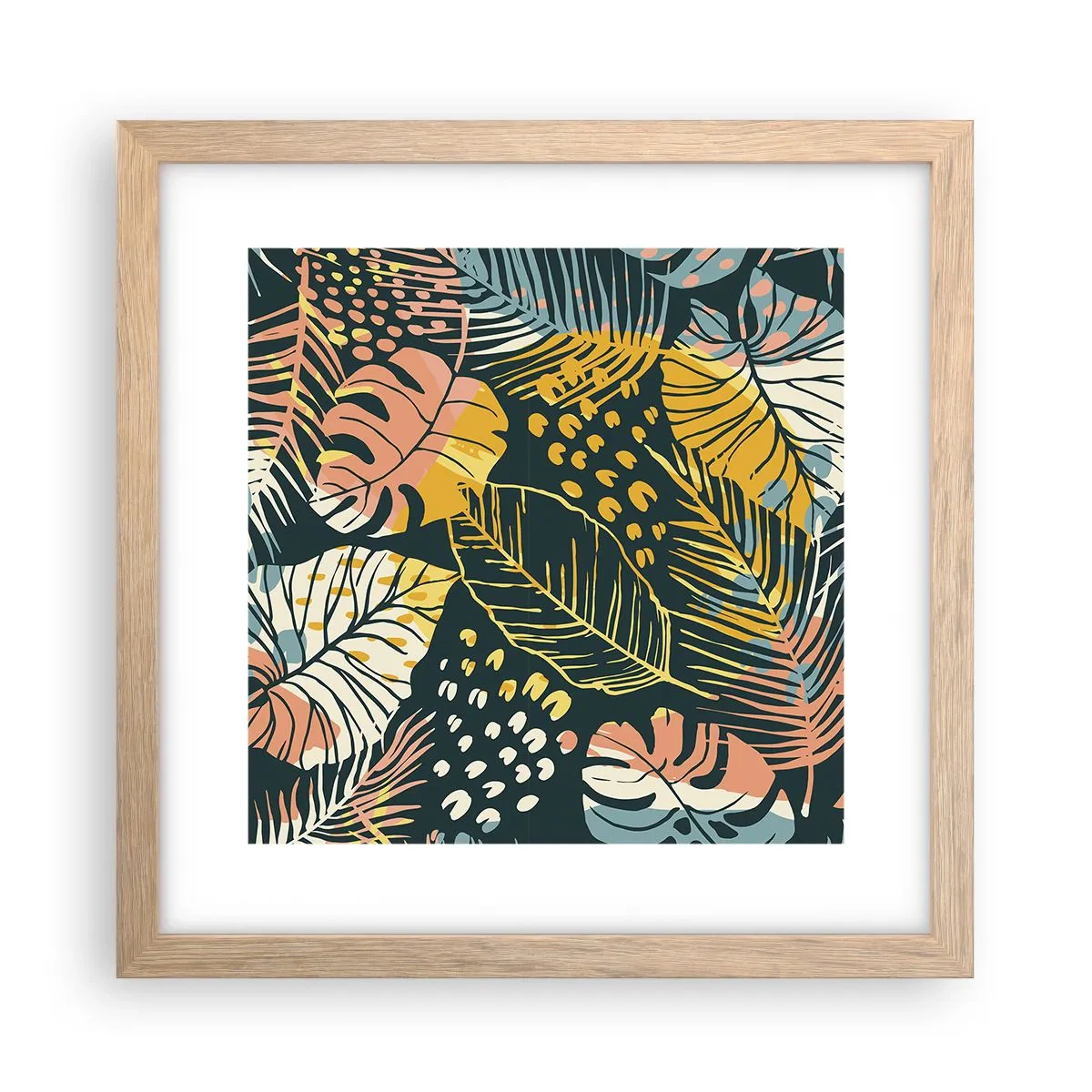 Poster in einem Rahmen aus heller Eiche - Grüne Fantasie - 30x30 cm