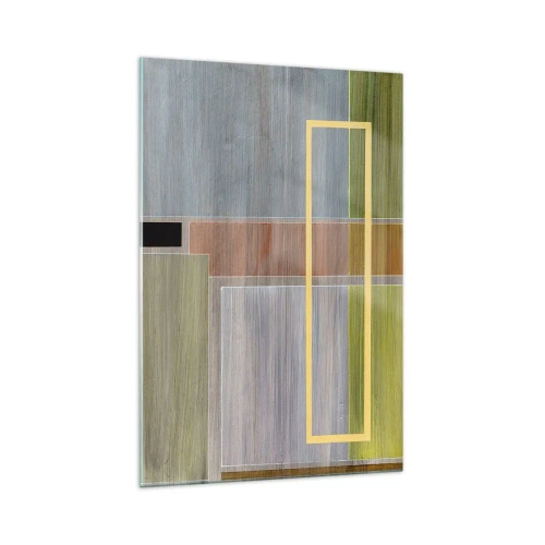 Glasbild - Bild auf glas - Geometrische Komposition in Pastellfarben mit Rechtecken - 70x100cm - Einfach und ruhig - Moderne Wanddekoration für Wohnzimmer und Schlafzimmer ARTTOR
