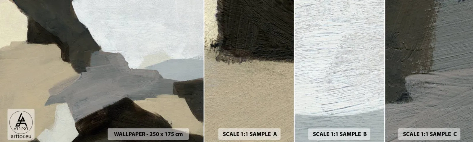 Fototapetenmuster Standard Eco - Abstraktion: Scheideweg des Graus - Abstraktion, Stück, Farben - 100x30 cm