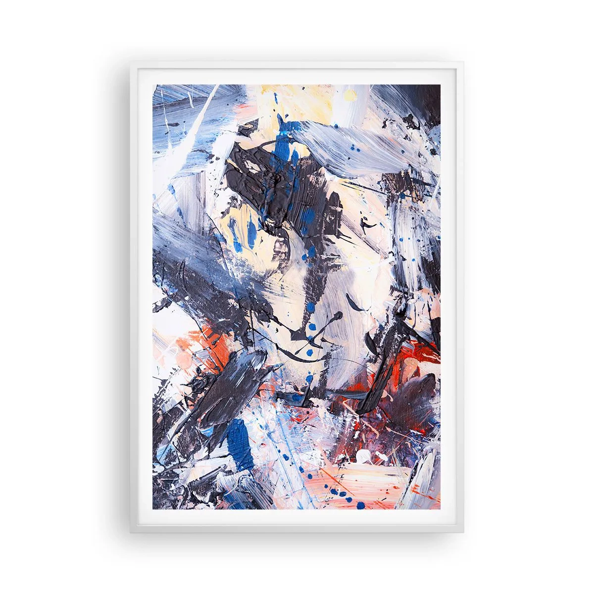 Poster in einem weißen Rahmen - Verrückter Tanz der Abstraktion - 70x100 cm