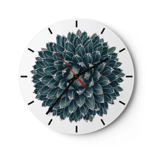 Wanduhr - Glasuhr - Symmetrische Sukkulentenrosette in Grüntönen - 30x30cm - Stern der Wüste - Moderne Wanddekoration für Wohnzimmer, Küche und Schlafzimmer ARTTOR