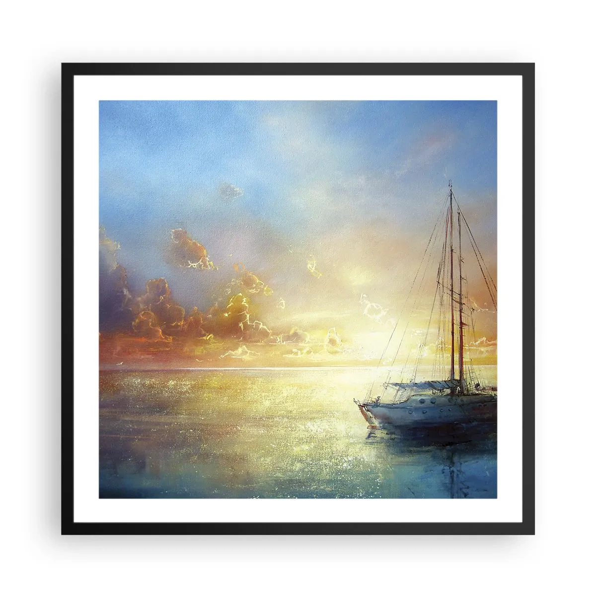 Poster in einem schwarzem Rahmen - In einer goldenen Bucht - 60x60 cm