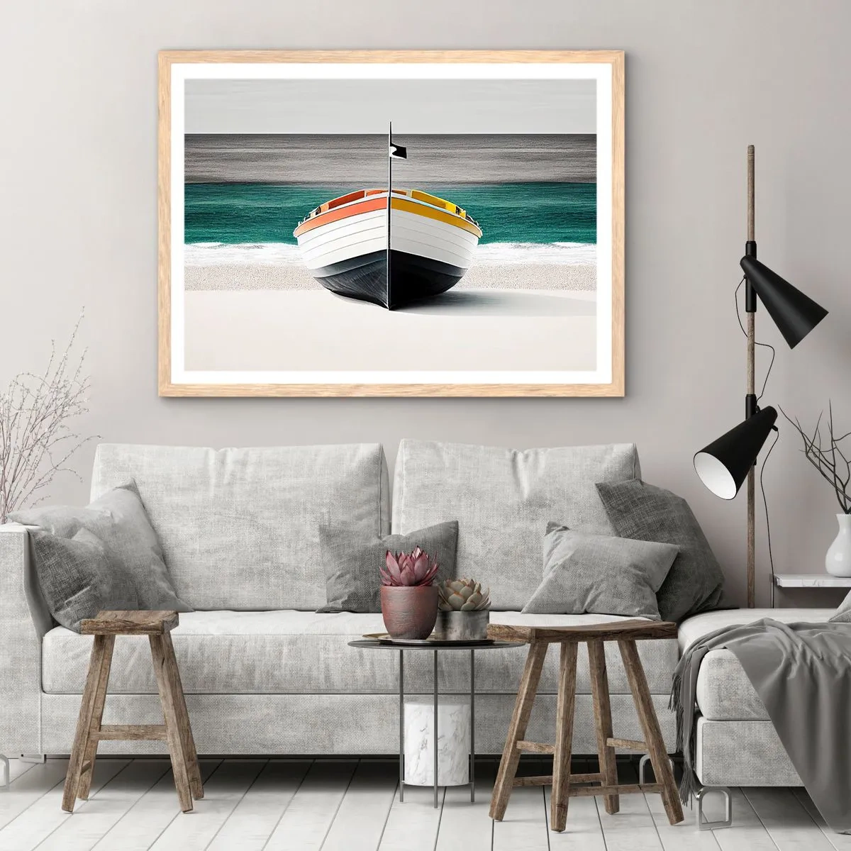 Poster in einem Rahmen aus heller Eiche - An seinem Platz - 70x50 cm