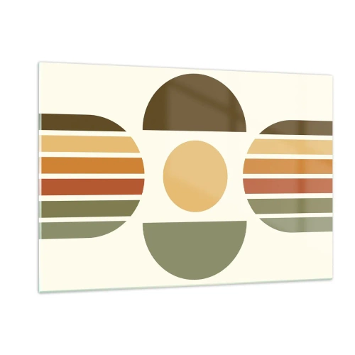 Glasbild - Bild auf glas - Abstraktes geometrisches Design mit Erdtönen und kräftigen Formen - 120x80cm - In Erdtönen - Moderne Wanddekoration für Wohnzimmer und Schlafzimmer ARTTOR