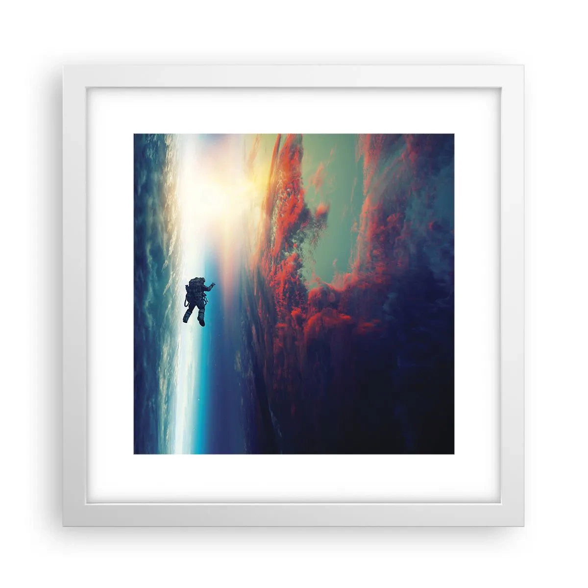 Poster in einem weißen Rahmen - Sich dem Universum stellen - 30x30 cm