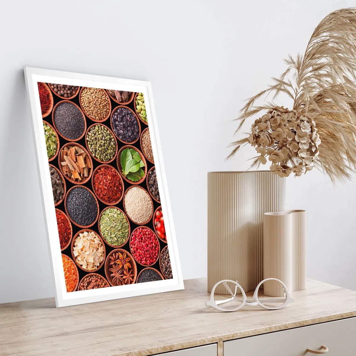Poster in einem weißen Rahmen - Alle Aromen der Welt - 50x70 cm
