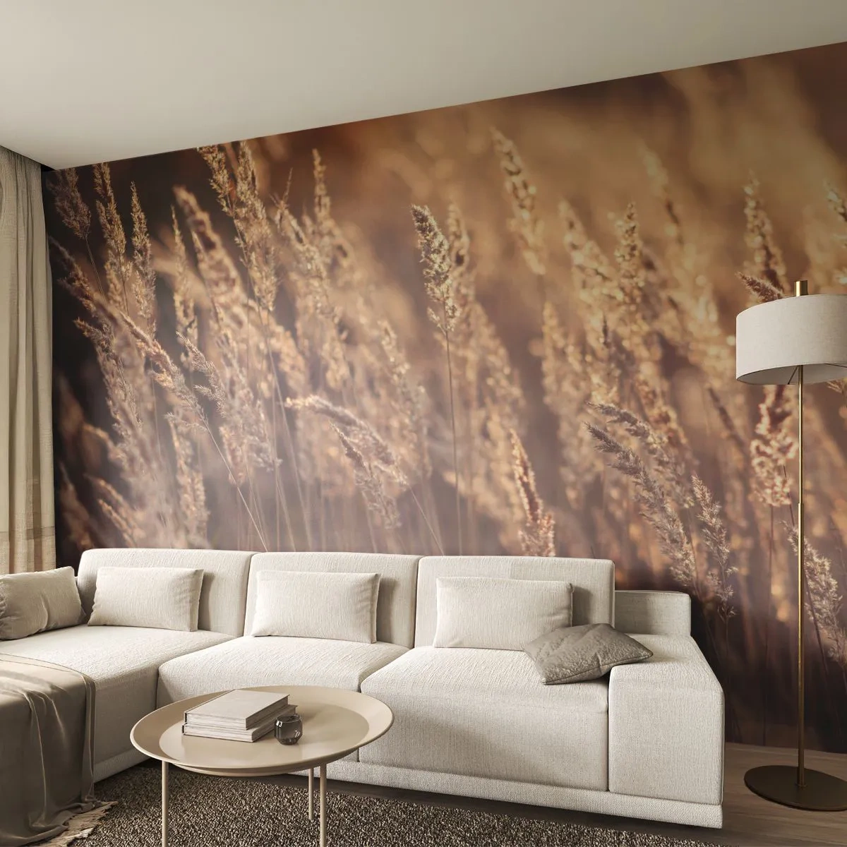 Selbstklebende Fototapete Deluxe Sticker - Bereit, den Herbst willkommen zu heißen - Landschaft, Ähren, Wiese - 150x105 cm