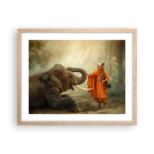 Poster in einem Rahmen aus heller Eiche - Treffen unterwegs - 50x40 cm