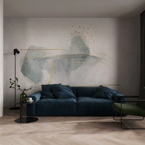 Selbstklebende Fototapete Deluxe Sticker - Über das Verhältnis von Grau und Gold - Abstraktion, Stück, Interessante Formen - 200x140 cm