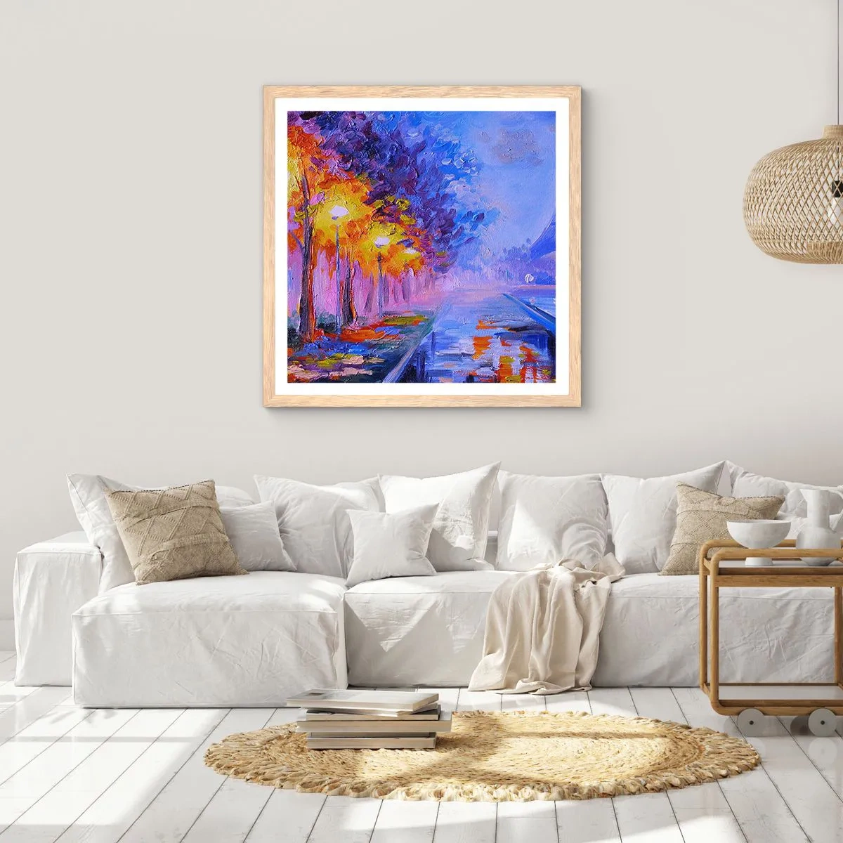 Poster in einem Rahmen aus heller Eiche - Ein Traumspaziergang - 40x40 cm