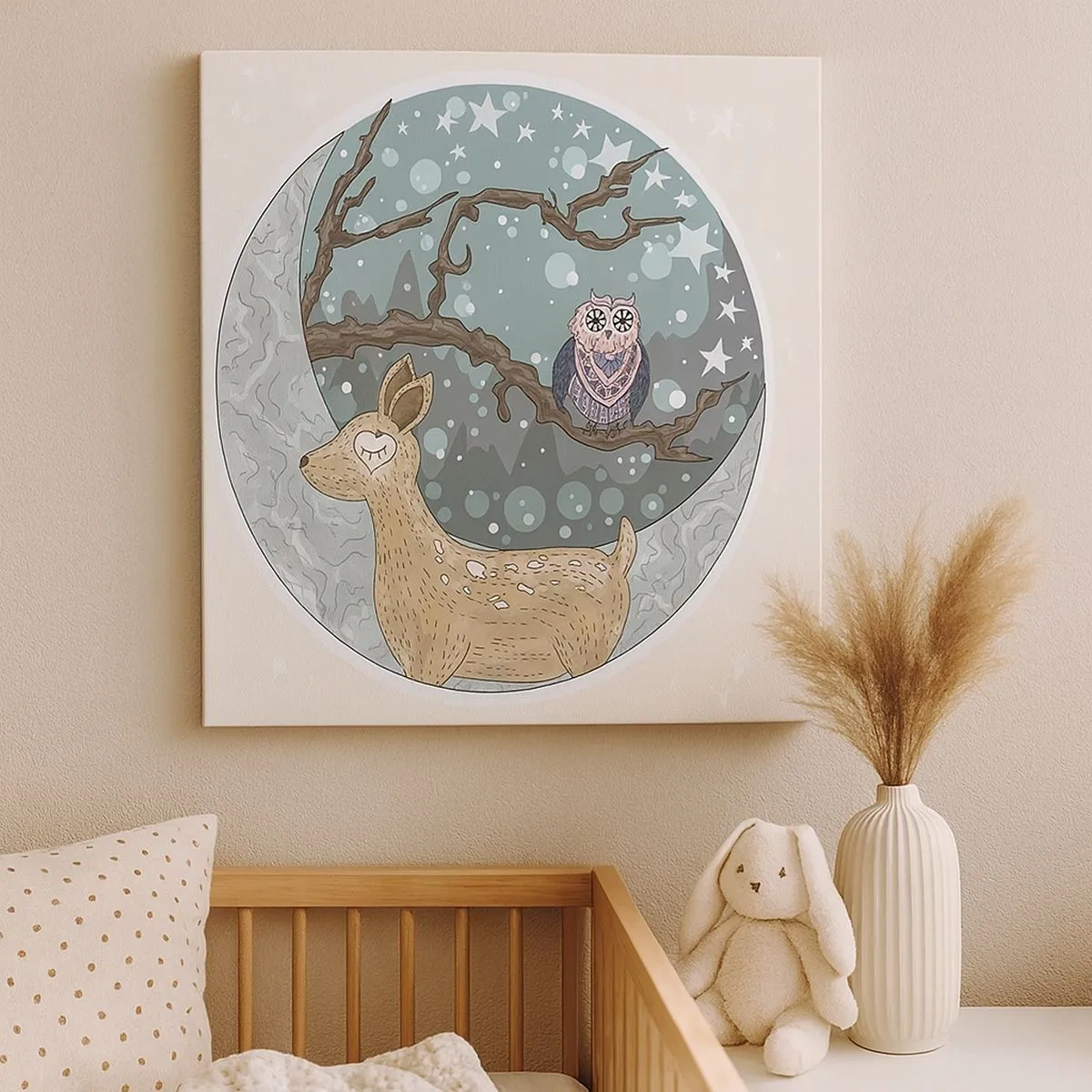 Bild auf Leinwand - Leinwandbild - Eine märchenhafte Waldnacht - 30x30 cm