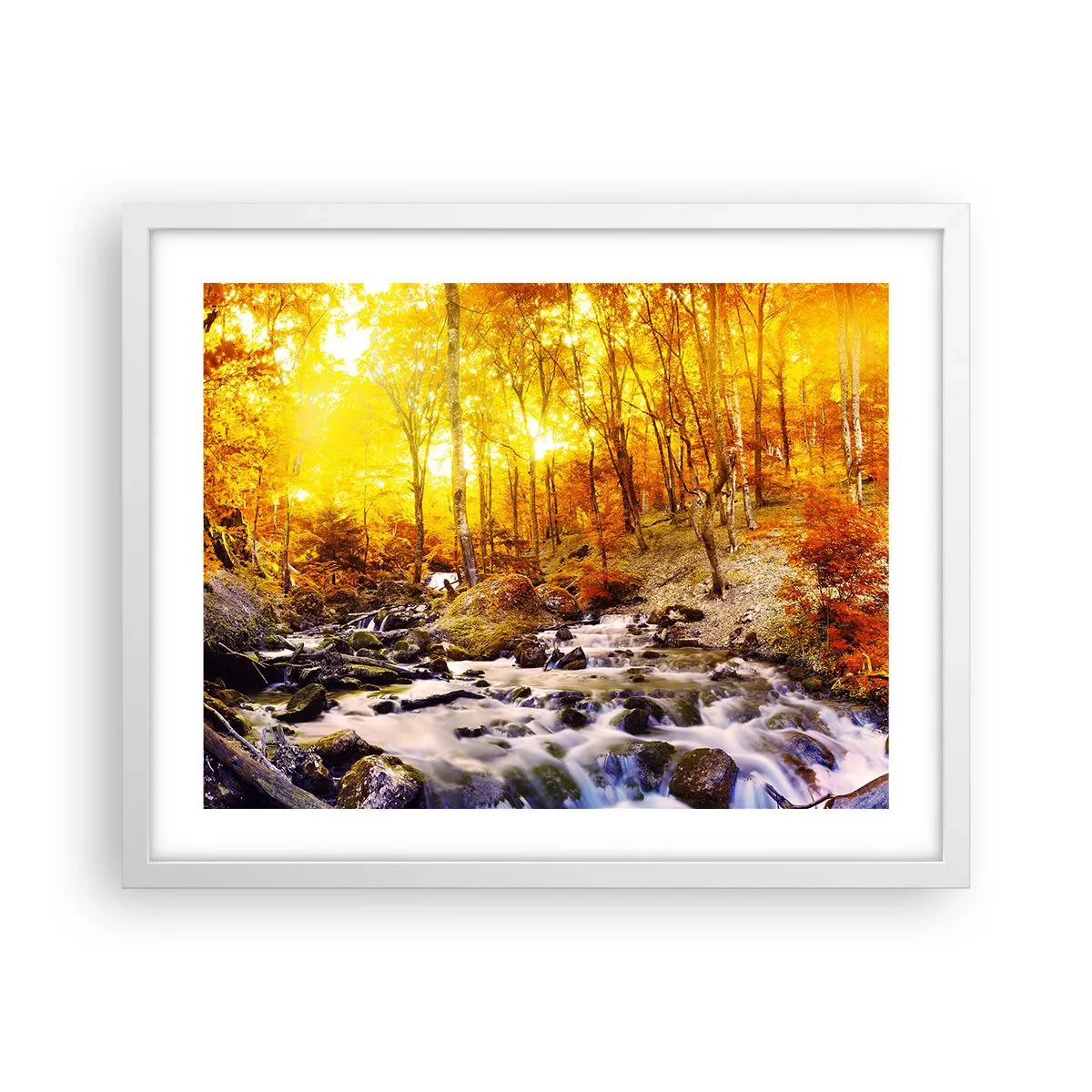 Poster in einem weißen Rahmen - In Gold und Platin gefasste Steine - 50x40 cm