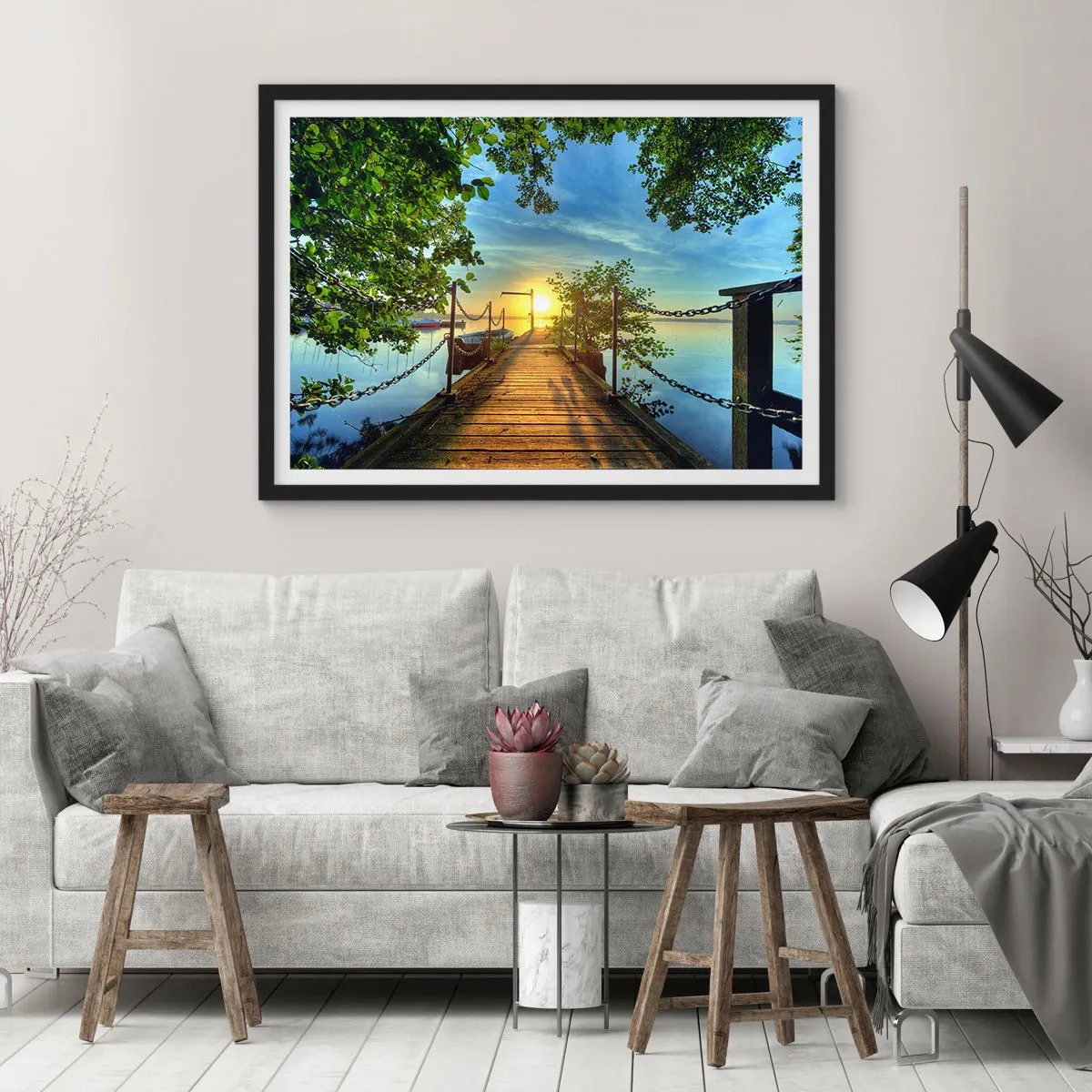 Poster in einem schwarzem Rahmen - Westen auf dem Wasser - 50x40 cm