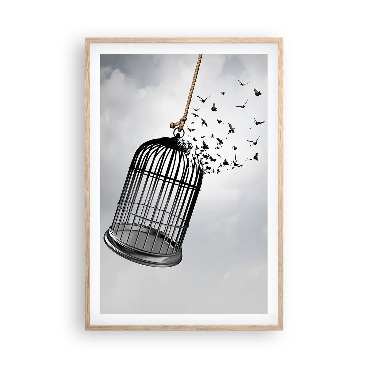 Poster in einem Rahmen aus heller Eiche - Glaube ... Hoffnung ... Freiheit! - 61x91 cm