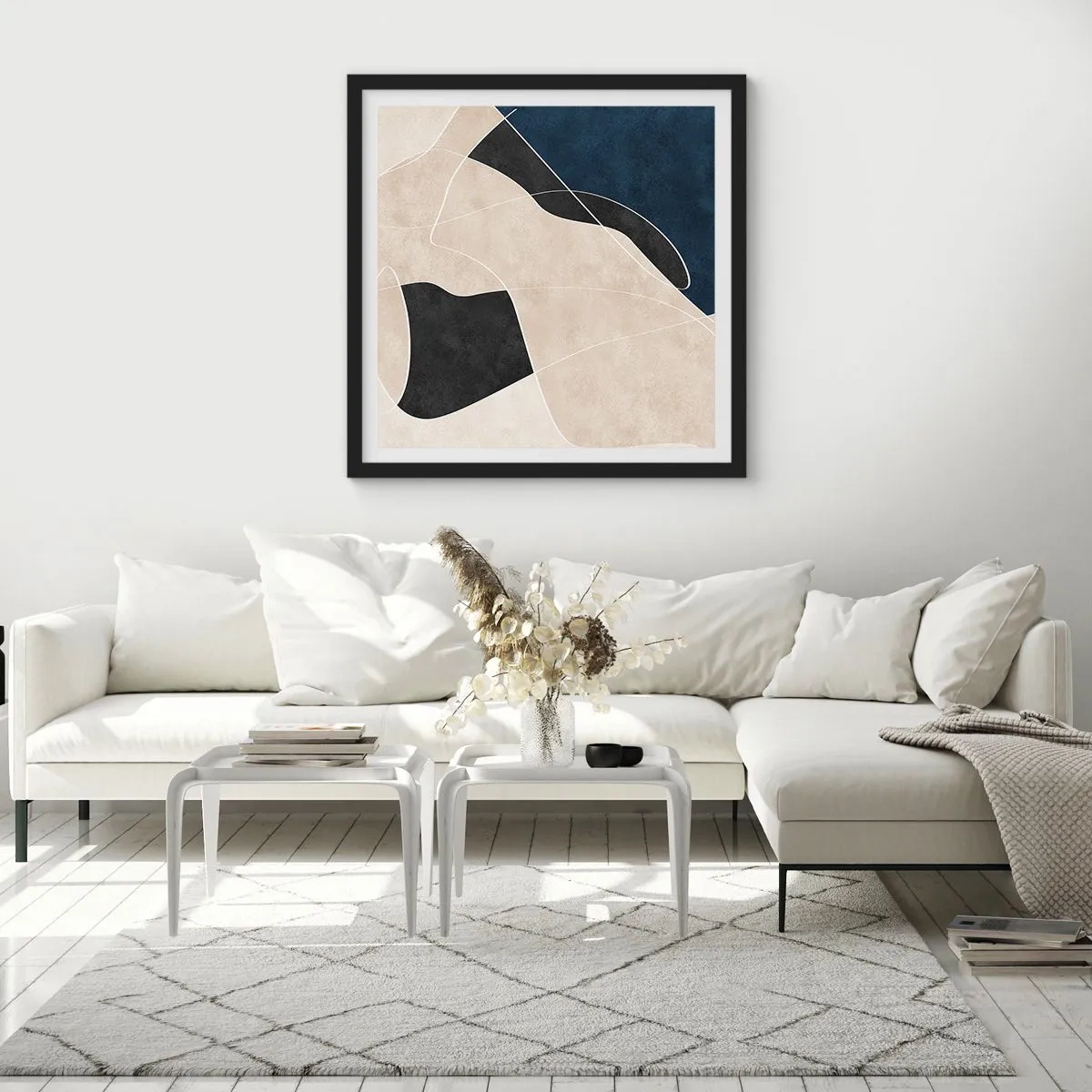 Poster in einem schwarzem Rahmen - Abstrakte Komposition – Farbkontrast - 60x60 cm