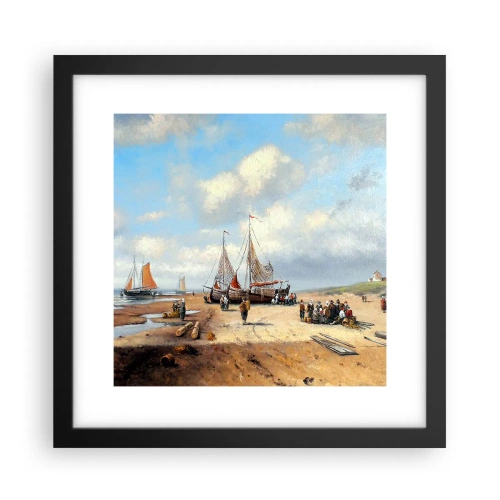 Poster in einem schwarzem Rahmen - Nach einem erfolgreichen Fischfang - 30x30 cm