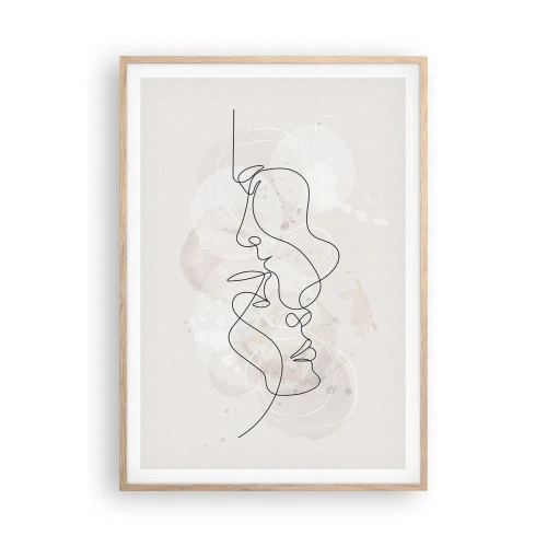 Poster in einem Rahmen aus heller Eiche - Verstrickt in eine Umarmung - 70x100 cm