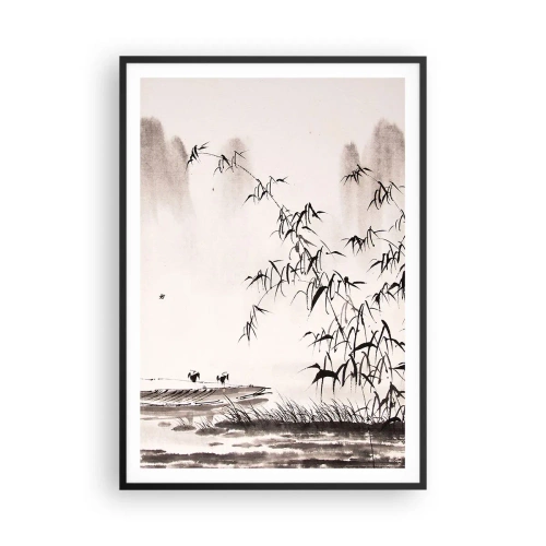 Poster in einem schwarzem Rahmen - Die Stille der Reisfelder - 70x100 cm