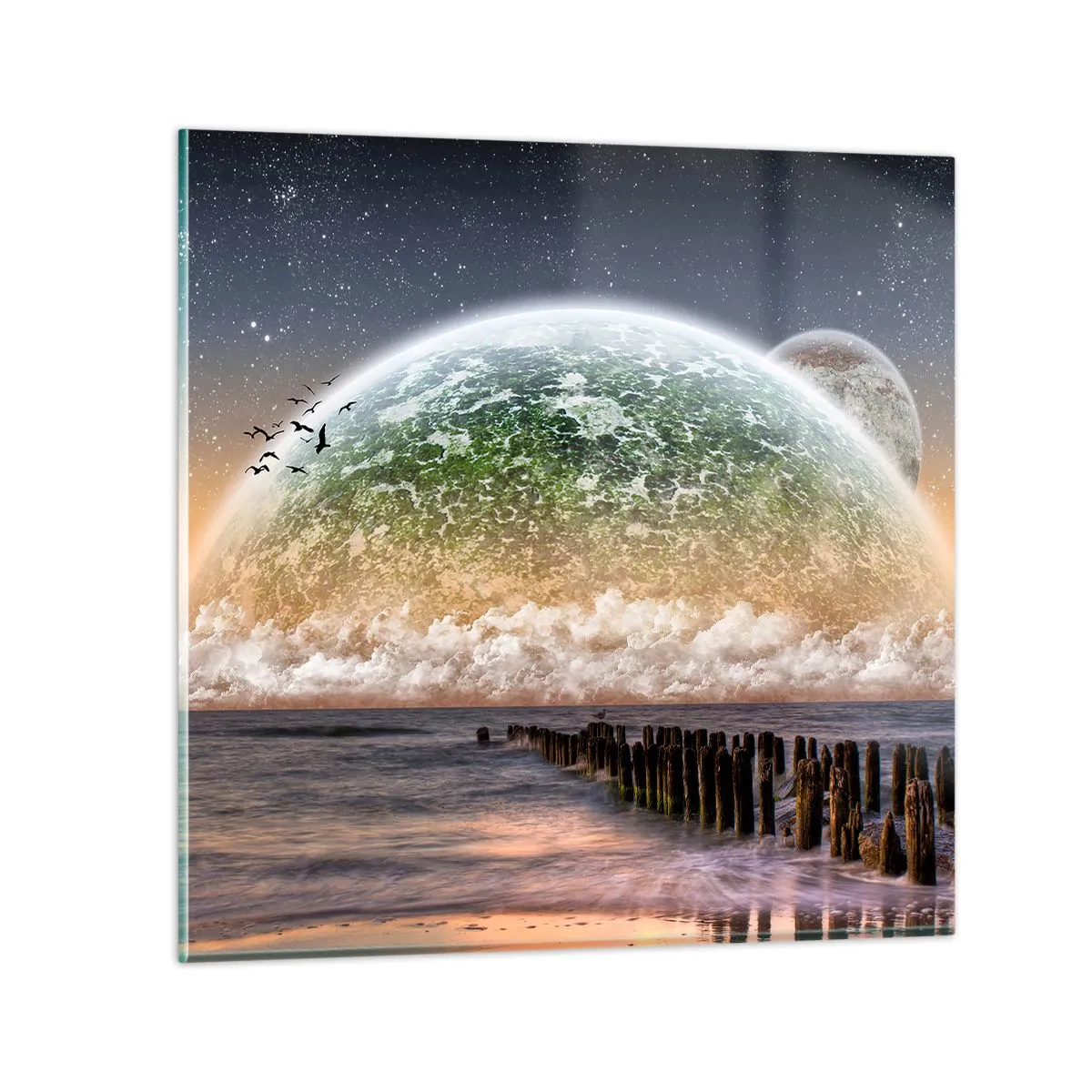 Glasbild - Bild auf glas - Und die Welt tauchte aus dem Wasser auf - 40x40 cm