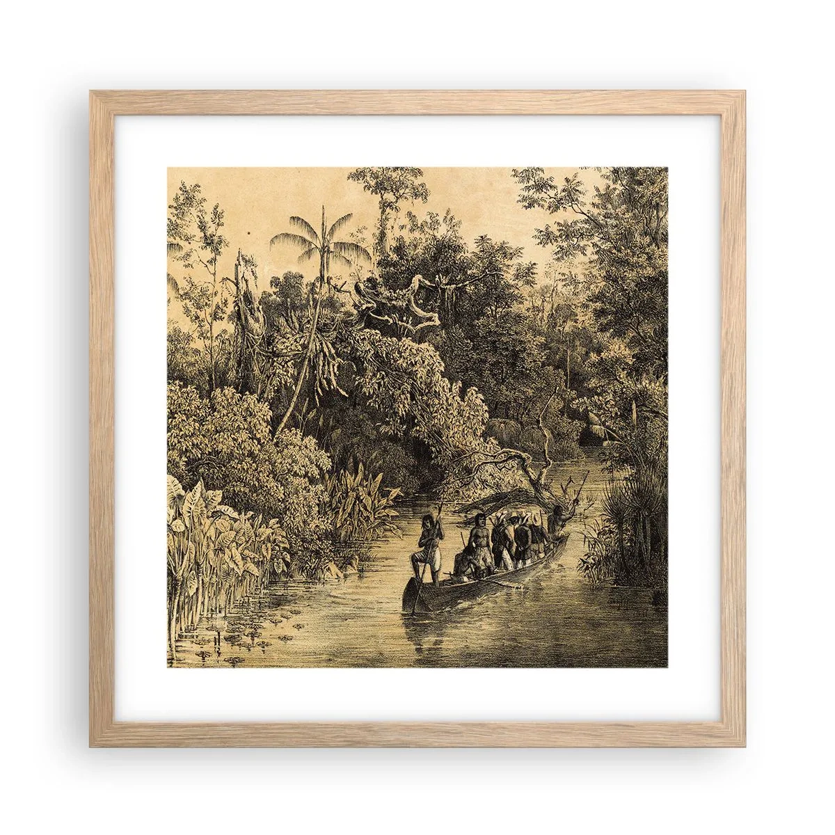 Poster in einem Rahmen aus heller Eiche - Expedition zur Quelle - 40x40 cm