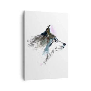 Bild auf Leinwand - Leinwandbild - Aquarellwolf im minimalistischen Stil - 50x70cm - Vom Teufel sprechen - Moderne Wanddekoration für Wohnzimmer und Schlafzimmer ARTTOR