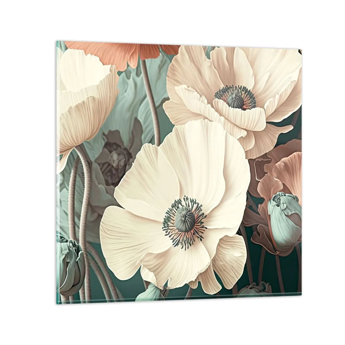 Glasbild - Bild auf glas - Flüstern von Mohnblumen - 50x50 cm