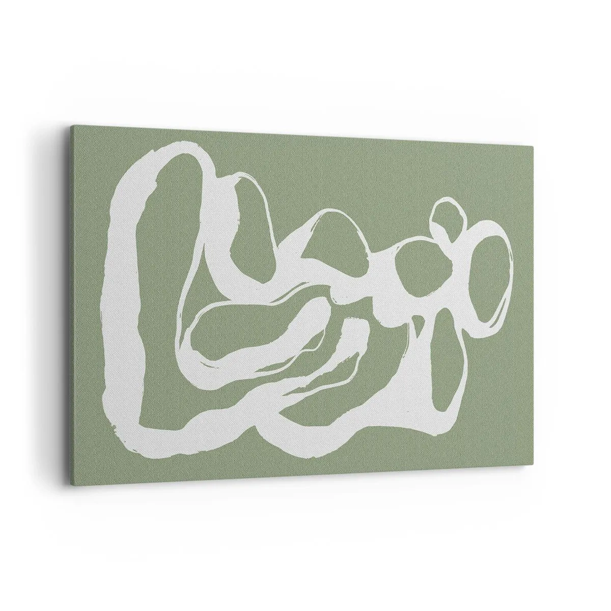 Bild auf Leinwand - Leinwandbild - Organische Formen in Weiß auf grünem Hintergrund - 120x80cm - Ruf des Weltraums - Moderne Wanddekoration für Wohnzimmer und Schlafzimmer ARTTOR