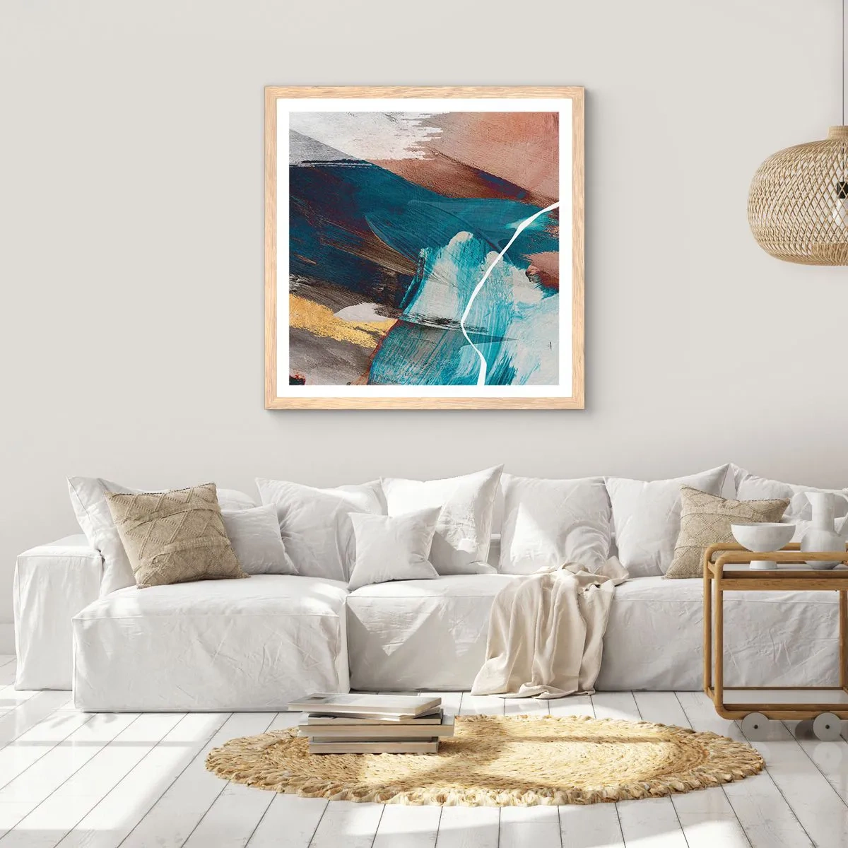 Poster in einem Rahmen aus heller Eiche - Großzügig und mit Energie - 60x60 cm