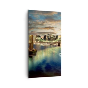 Bild auf Leinwand - Leinwandbild - Ein heller Abend über Manhattan - 65x120 cm