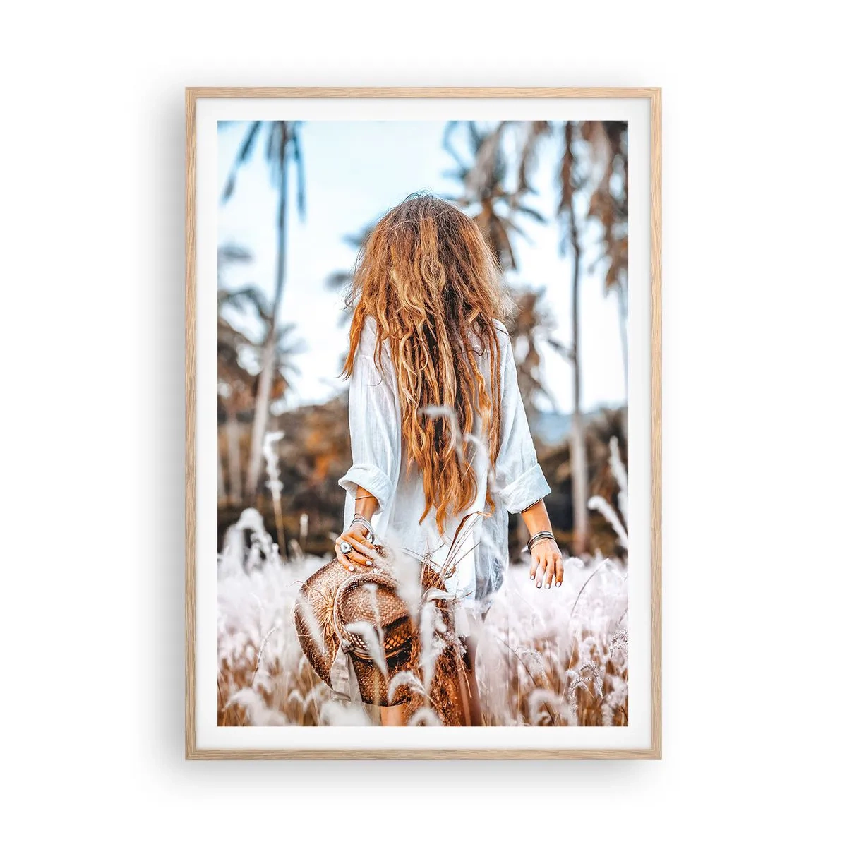 Poster in einem Rahmen aus heller Eiche - Geboren aus Grasflaum - 70x100 cm