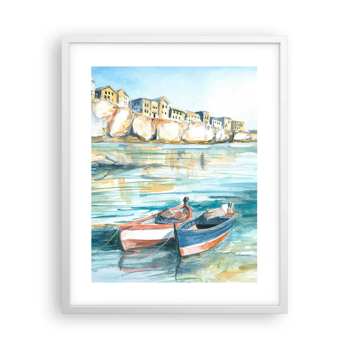 Poster in einem weißen Rahmen - Landschaft in Azurblau - 40x50 cm