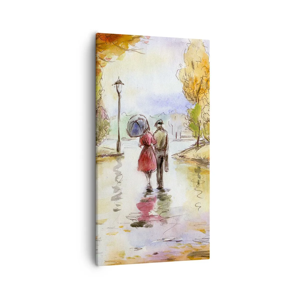 Bild auf Leinwand - Leinwandbild - Romantischer Herbst im Park - 55x100 cm