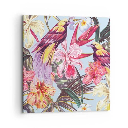 Bild auf Leinwand - Leinwandbild - Blütenblätter und Federn - 70x70 cm